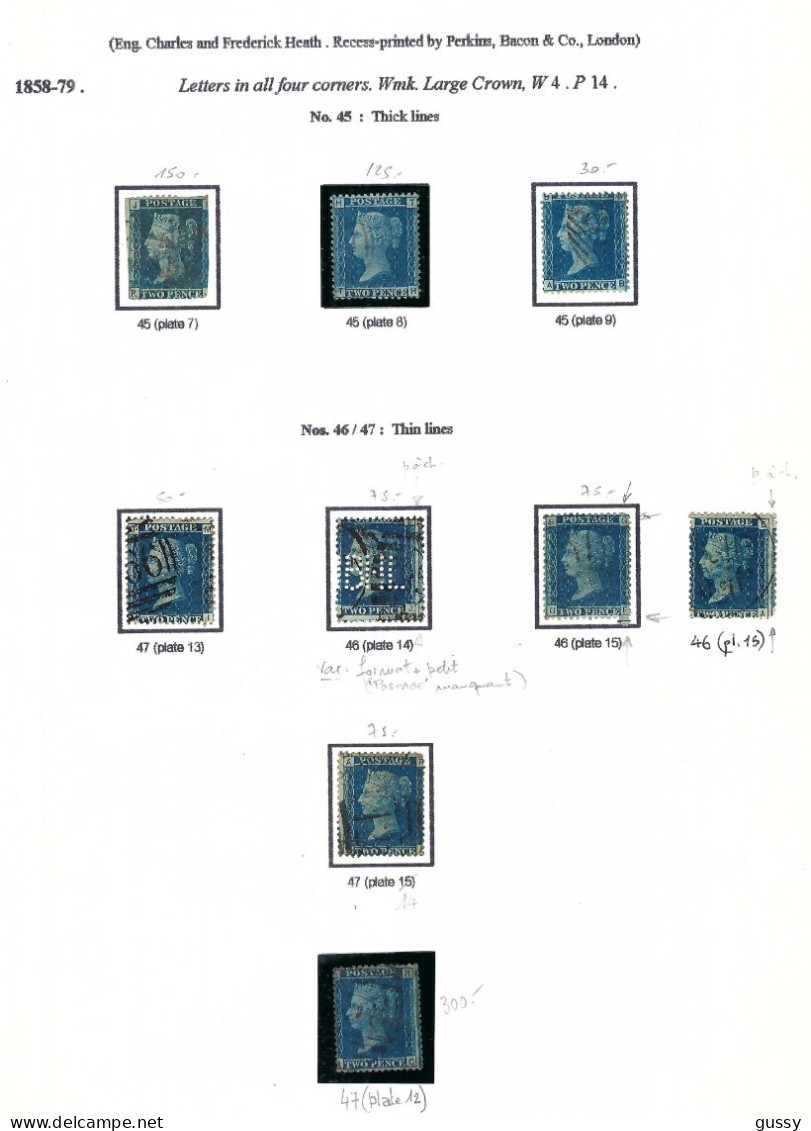 GRANDE BRETAGNE Ca.1858-64: Le Y&T 27, Fil. Grande Couronne Dent.14, Pl. Et Obl. Diverses, Petit Prix - Used Stamps