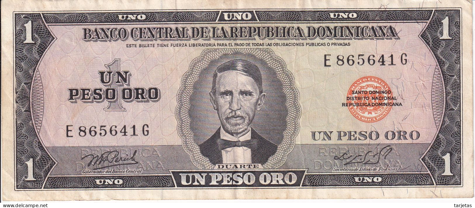 BILLETE DE LA REPUBLICA DOMINICANA DE 1 PESO ORO DEL AÑO 1976  (BANKNOTE) - Dominikanische Rep.