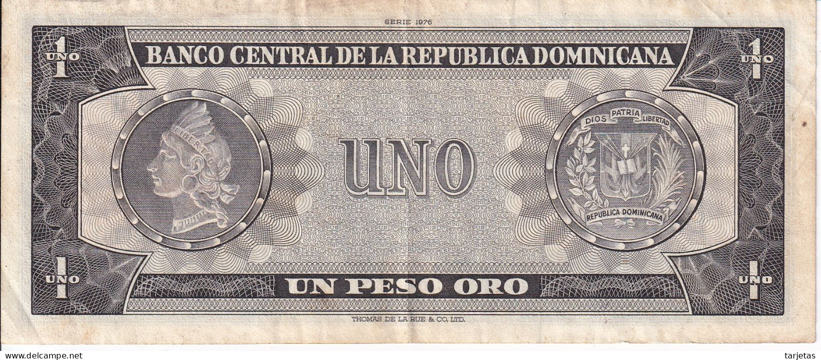 BILLETE DE LA REPUBLICA DOMINICANA DE 1 PESO ORO DEL AÑO 1976  (BANKNOTE) - Dominicaanse Republiek