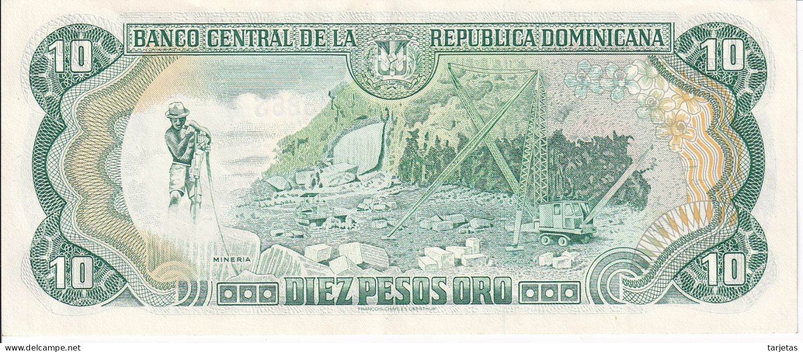 BILLETE DE LA REPUBLICA DOMINICANA DE 10 PESOS ORO DEL AÑO 1998 EN CALIDAD EBC (XF)  (BANKNOTE) - República Dominicana