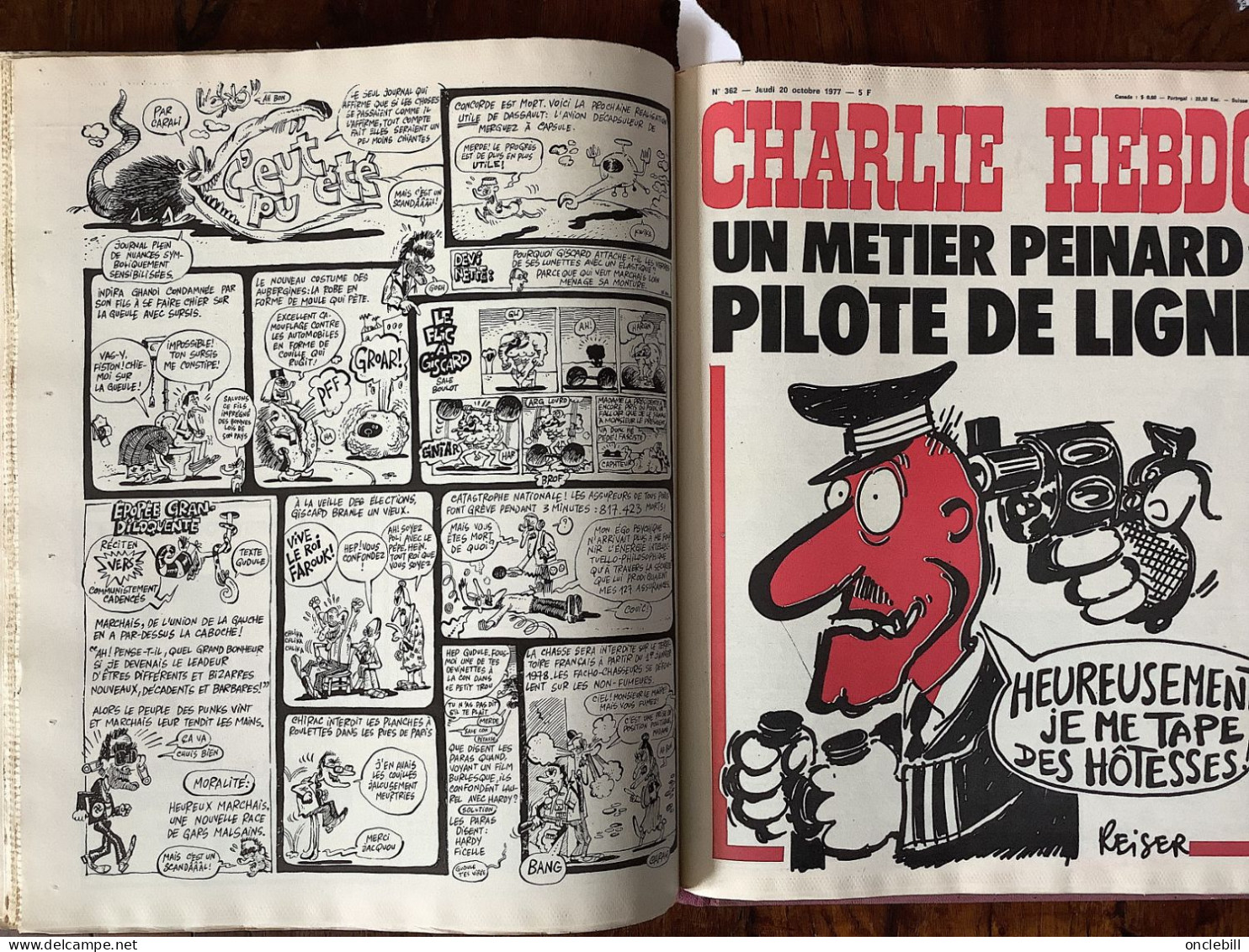 CHARLIE HEBDO reliure éditeur année 1977 complète n°321 à 372 parfait état LIVRAISON OFFERTE