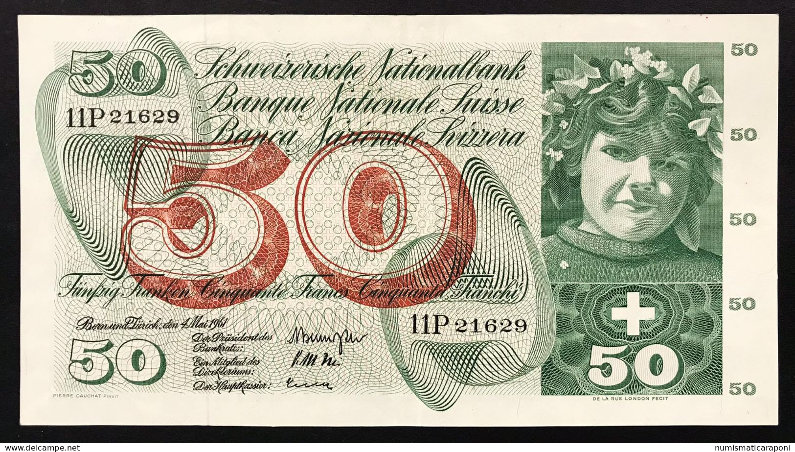 Svizzera 50 Francs Franken Franchi 04 05 1961 Bel Bb+ Naturale LOTTO 4585 - Schweiz