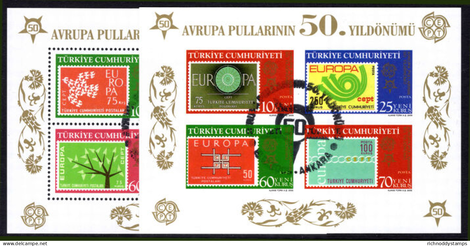 Turkey 2005 Euro Stamp Anniversary Souvenir Sheet Set Souvenir Sheet Unmounted Mint. - Usados