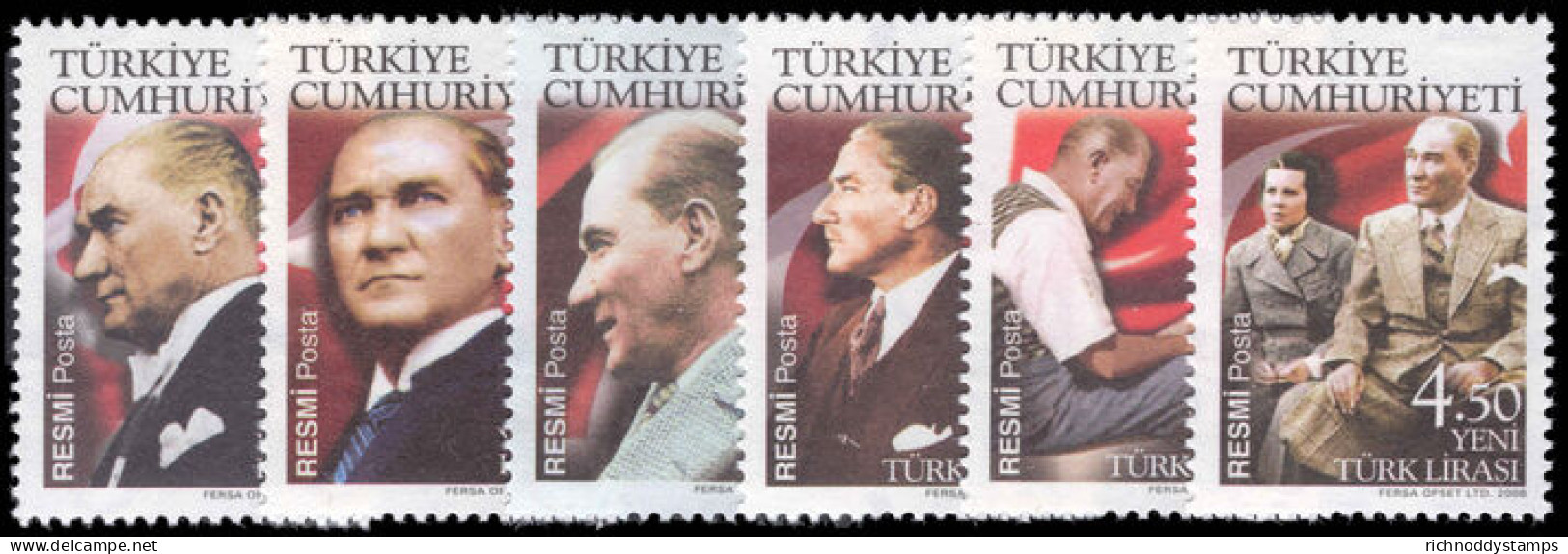 Turkey 2008 Mustafa Kemal Attat Rk Official Set (1st 2008 Issue) Unmounted Mint. - Nuovi