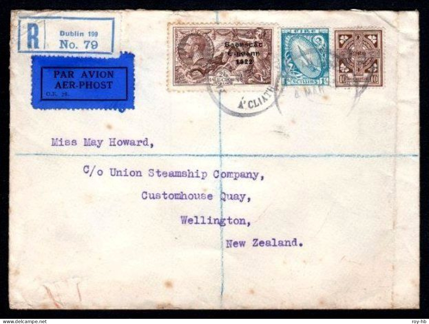 1935 2/6 Plus "Se" Definitive 10d And 1/- Used On A 1937 Registered Airmail Cover With Wax Seals From The Ulster Bank - Aéreo