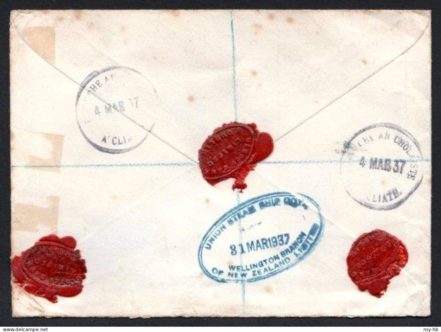 1935 2/6 Plus "Se" Definitive 10d And 1/- Used On A 1937 Registered Airmail Cover With Wax Seals From The Ulster Bank - Luftpost