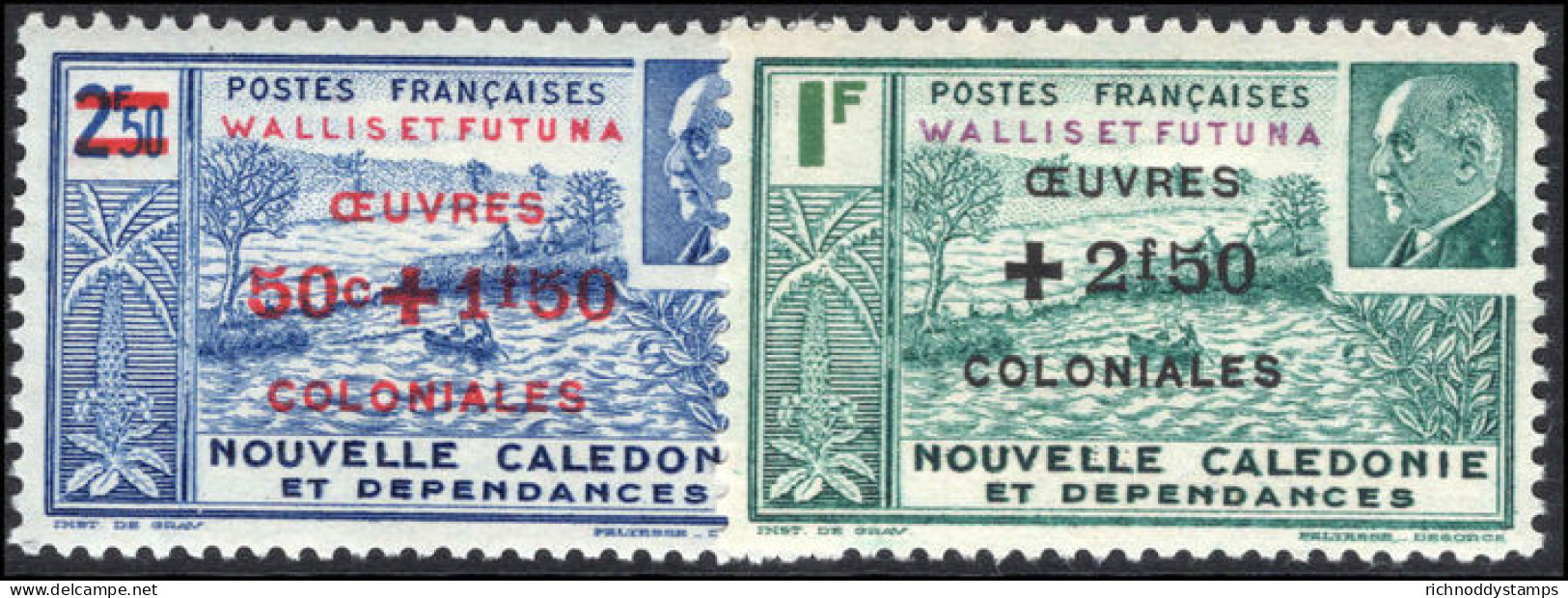 Wallis And Futuna 1944 Oeuvres Coloniales Lightly Mounted Mint. - Unused Stamps