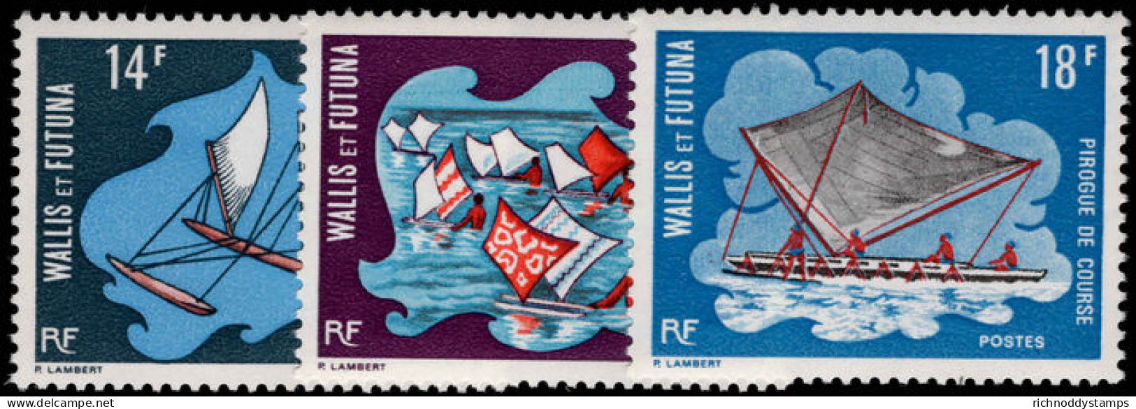 Wallis And Futuna 1972 Sailing Pirogues Postage Set Lightly Mounted Mint. - Unused Stamps