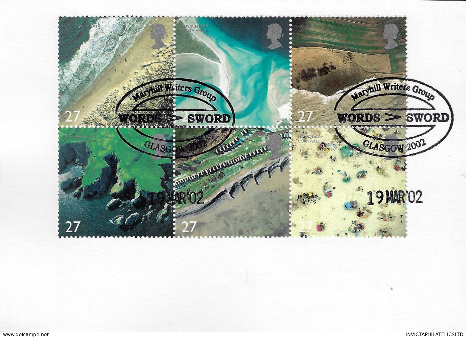 GB 2002 COASTLINES, MARYHILL WRITERS CLUB OFFICIAL POSTCARD (PAIR), RARELY SEEN - 2001-2010 Dezimalausgaben