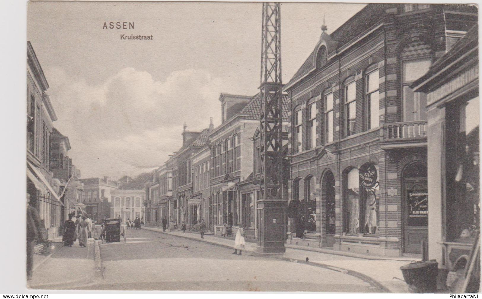 Assen - Kruisstraat Met Volk - 1908 - Assen