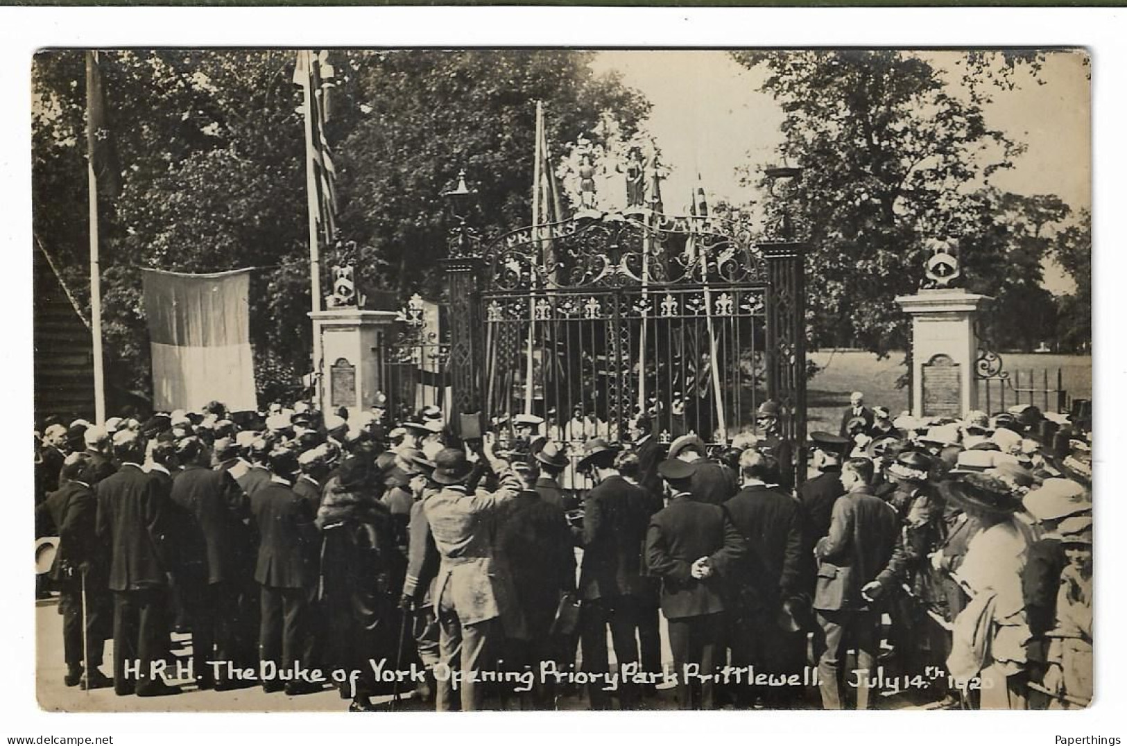 Real Photo Postcard, Essex, Southend-on Sea, Prittlewell, The Duke Of York Opening Priory Park, 1920. - Southend, Westcliff & Leigh