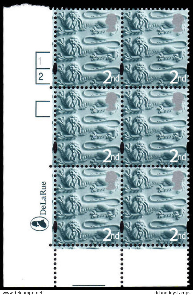 2001-02 (2nd) Gravure Pictorial Cylinder Block Of 6 Unmounted Mint.  - England