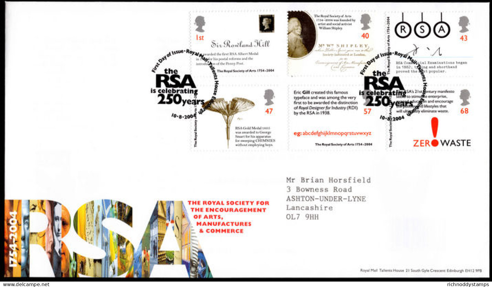 2004 Royal Society Of Arts First Day Cover. - 2001-2010. Decimale Uitgaven