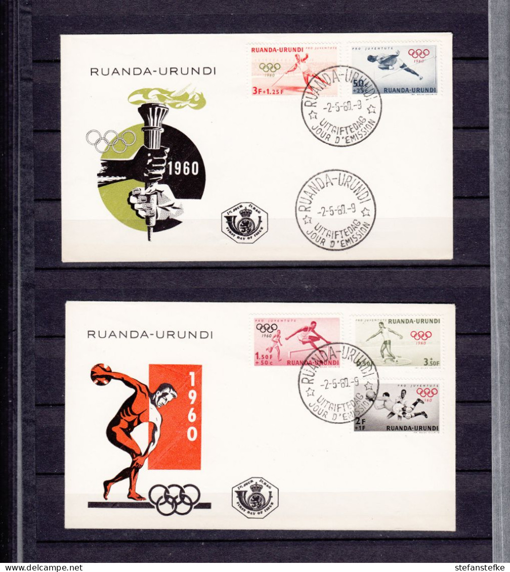 Ruanda - Urundi  Ocb Nr:  FDC 219 - 223 Olympic  (zie Scan) - Lettres & Documents