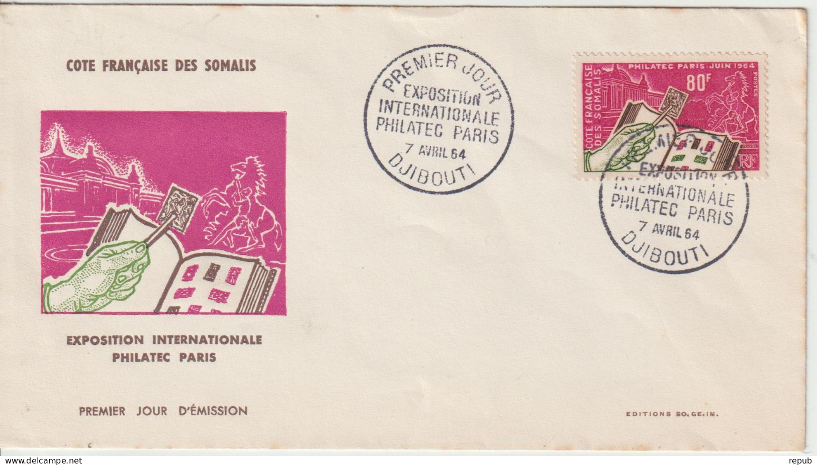 Cote Des Somalis FDC 1964 Philatec 319 - Lettres & Documents