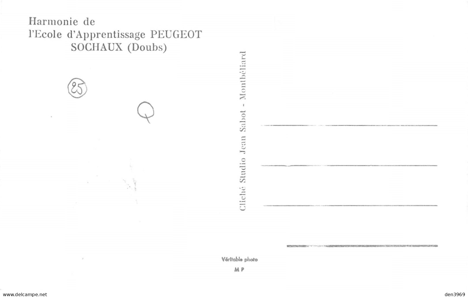 SOCHAUX (Doubs) - Harmonie De L'Ecole D'Apprentissage Peugeot - Fanfare - Cliché Studio Jean Sabot, Montbéliard - Sochaux