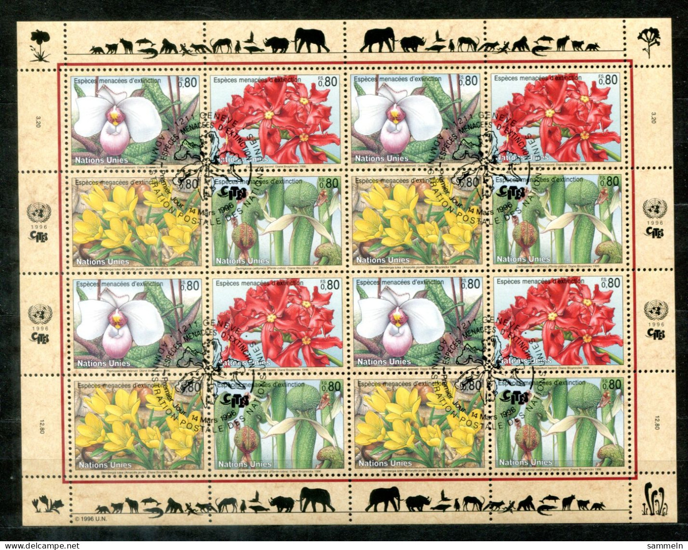 UNO-GENF 288-291 KB FD Canc - Blumen, Flowers, Fleurs - UN GENEVA / ONU GENÈVE - Blocs-feuillets