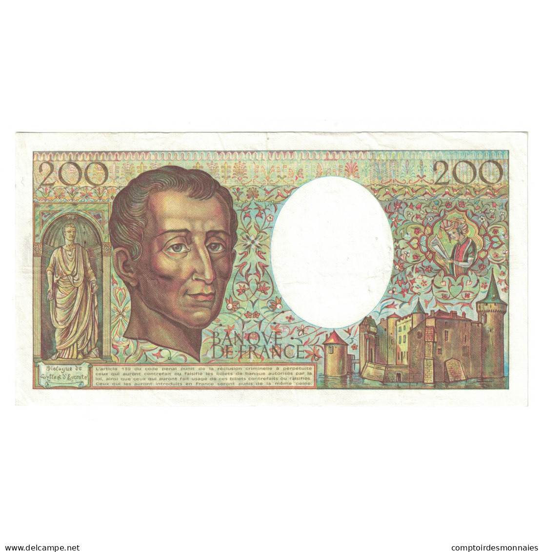 France, 200 Francs, Montesquieu, 1981, E.032762802, TTB, Fayette:70.01, KM:155a - 200 F 1981-1994 ''Montesquieu''