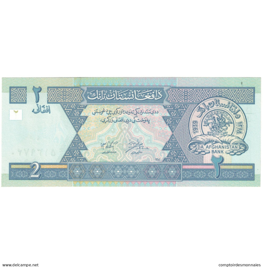 Billet, Afghanistan, 2 Afghanis, SH1381(2002), KM:65a, NEUF - Afghanistan