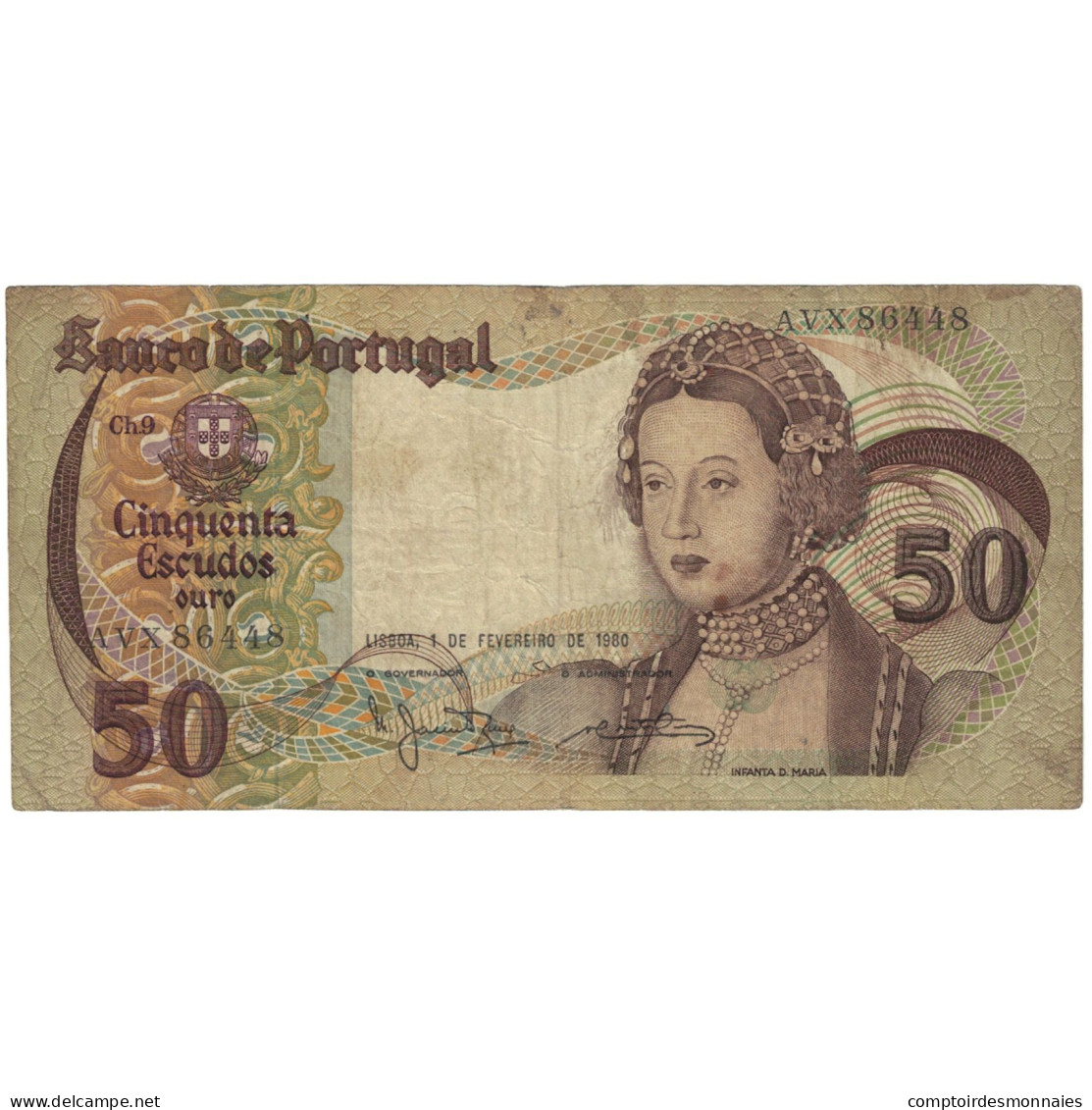 Billet, Portugal, 50 Escudos, 1980, 1980-02-01, KM:174b, B+ - Portugal