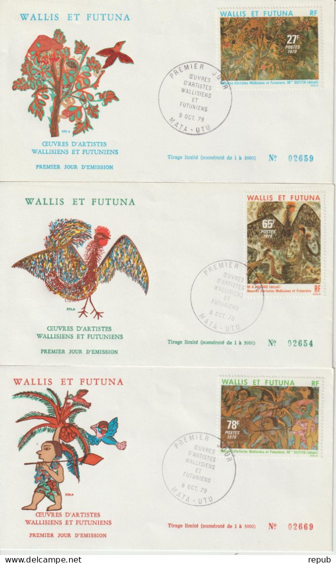 Wallis FDC 1979 Oeuvres D'artistes 245-247 - FDC