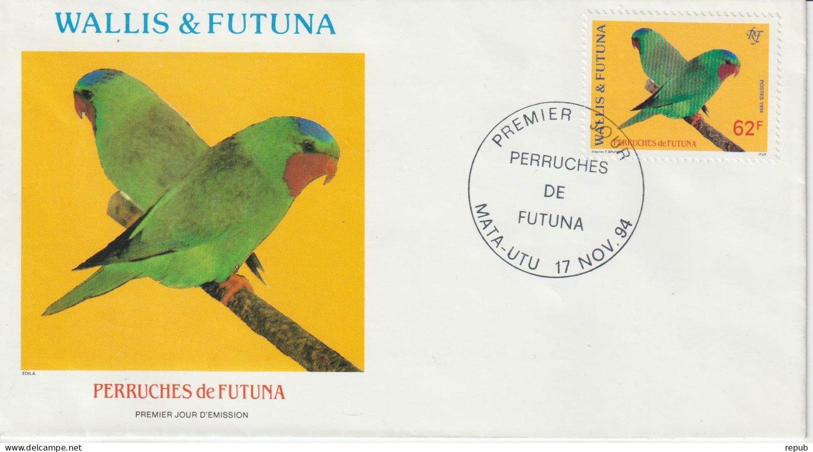 Wallis FDC 1994 Oiseaux Perruches 471 - FDC