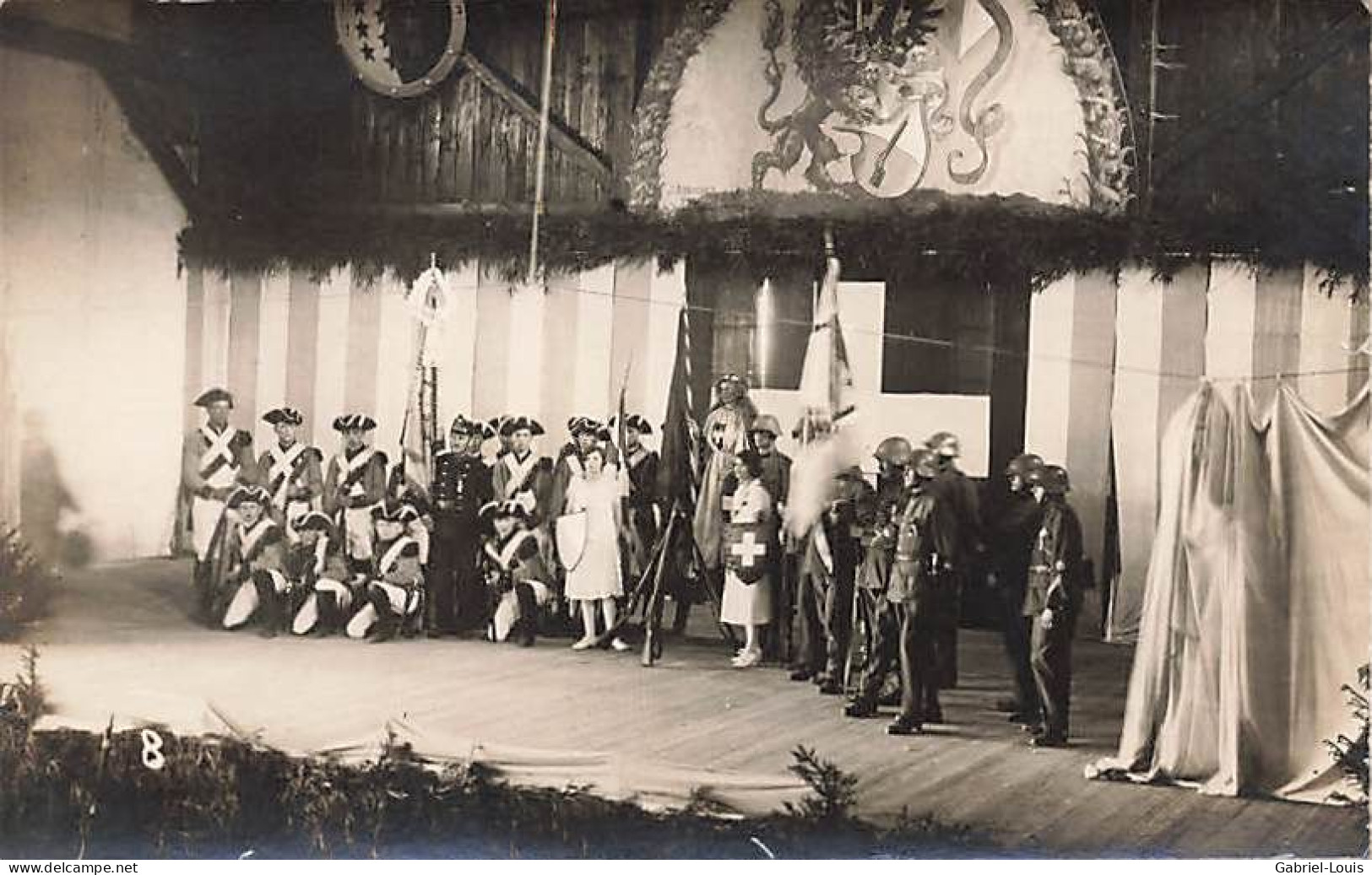 Carte-Photo Armée Suisse - Schweizer Armee - Militaria Dubendorf Zürich Walliser Flagge Historische Rekonstruktion - Dübendorf