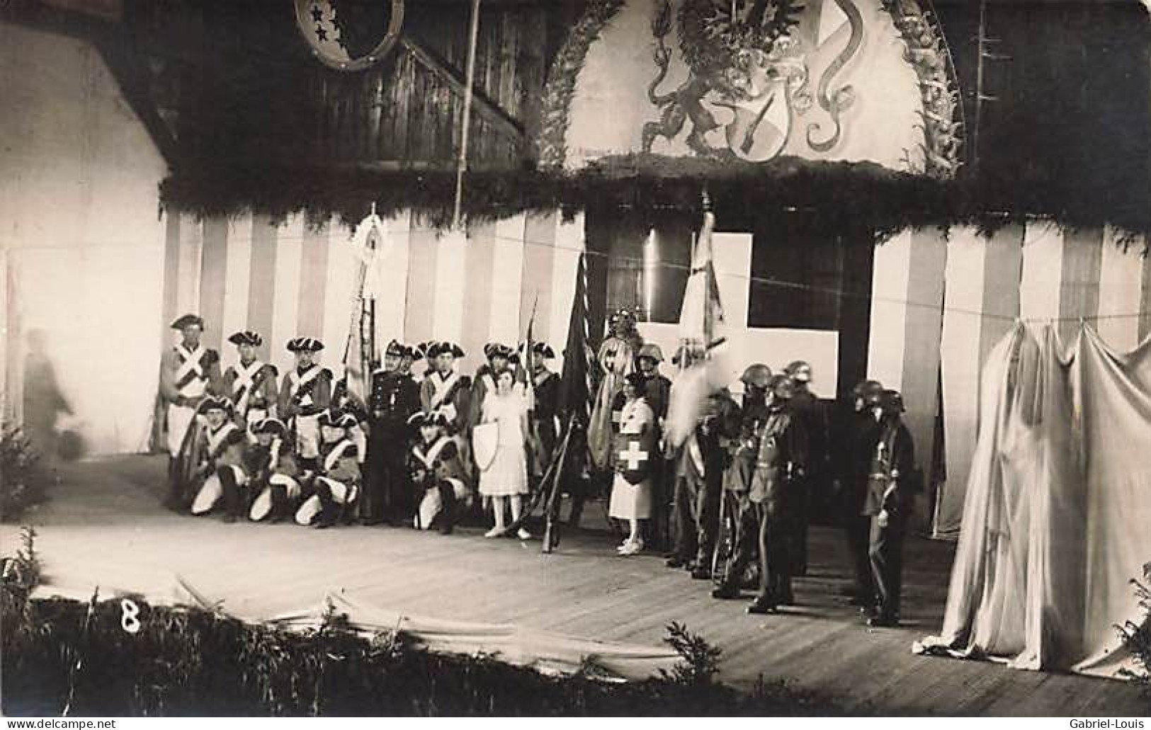 Carte-Photo Armée Suisse - Schweizer Armee - Militaria Dubendorf Zürich Walliser Flagge Historische Rekonstruktion - Dübendorf