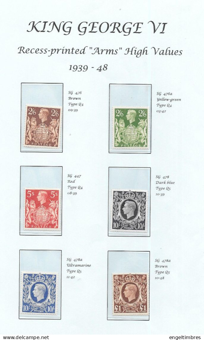 GB George Vl -   "ARMS" High Values (6) UNMOUTED MINT - See Scans - Unused Stamps