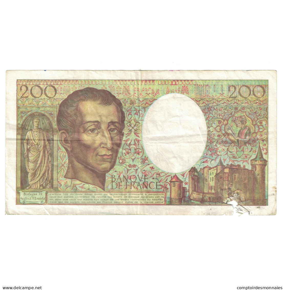 France, 200 Francs, Montesquieu, 1992, R.122000332, B+, Fayette:70.12c, KM:155d - 200 F 1981-1994 ''Montesquieu''