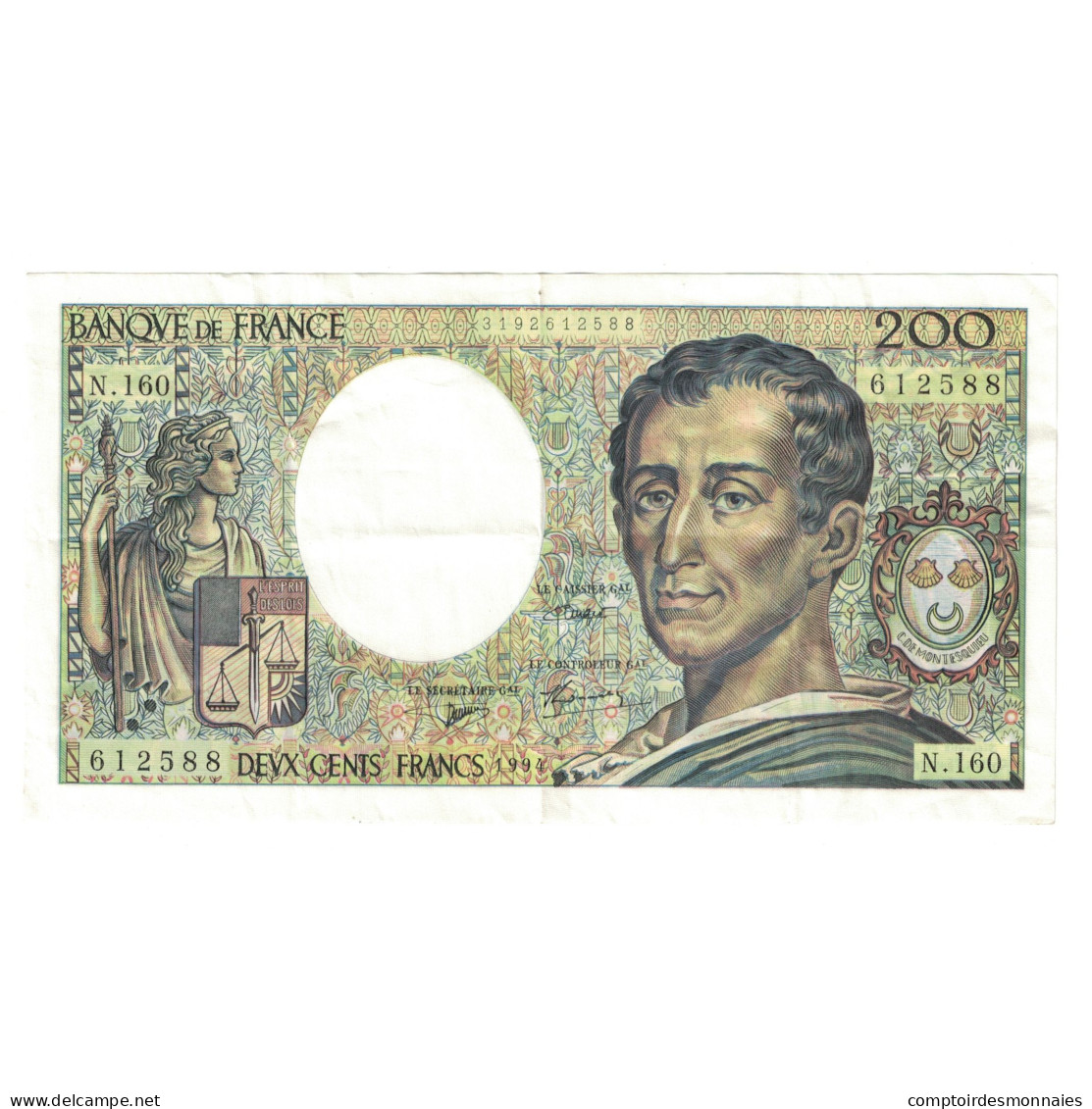 France, 200 Francs, Montesquieu, 1994, N.160612588, SUP, Fayette:70/2.01 - 200 F 1981-1994 ''Montesquieu''