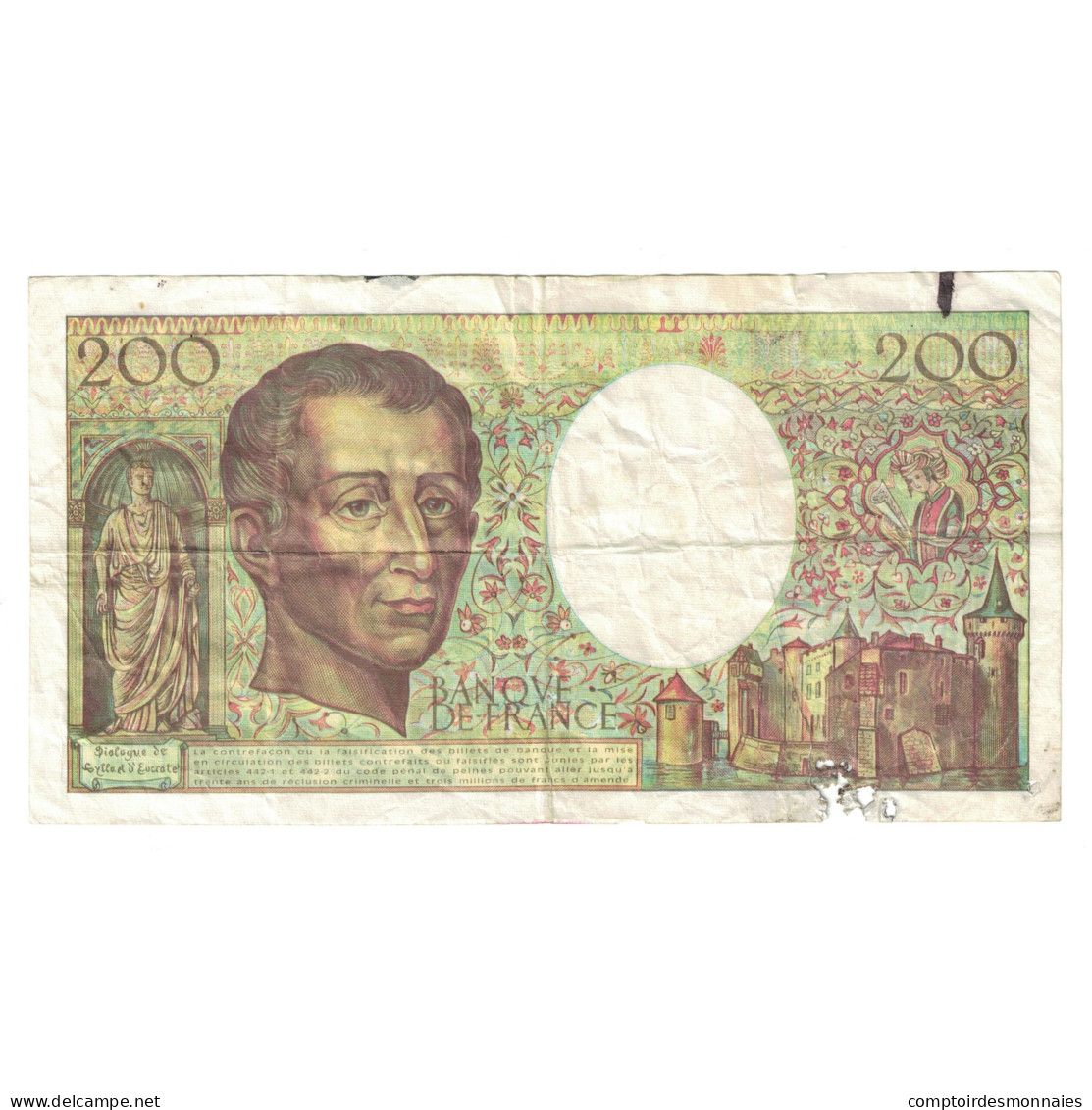 France, 200 Francs, Montesquieu, 1994, L.161462262, B+, Fayette:70/2.01, KM:155d - 200 F 1981-1994 ''Montesquieu''