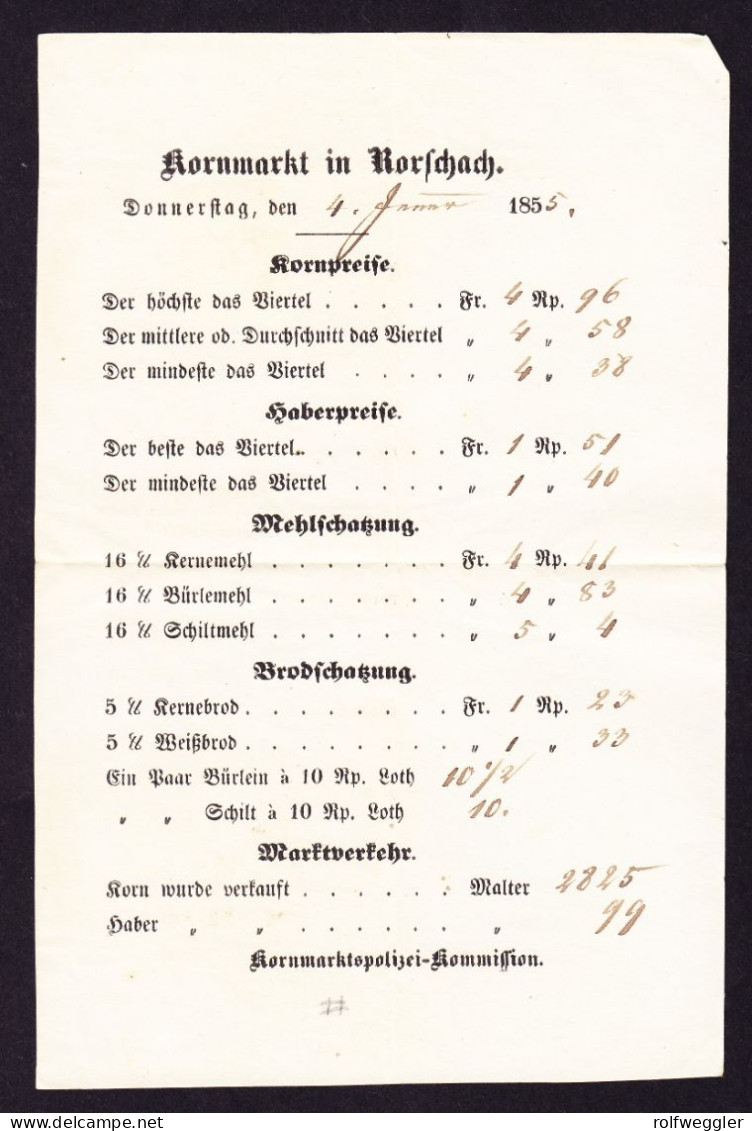 1855 Rechnung Per Nachnahme Mit 20 Rp Strubel Frankatur, Oben Rechts Touchiert Sonst Vollrandig. Kornmarkt In Rorschach. - Briefe U. Dokumente