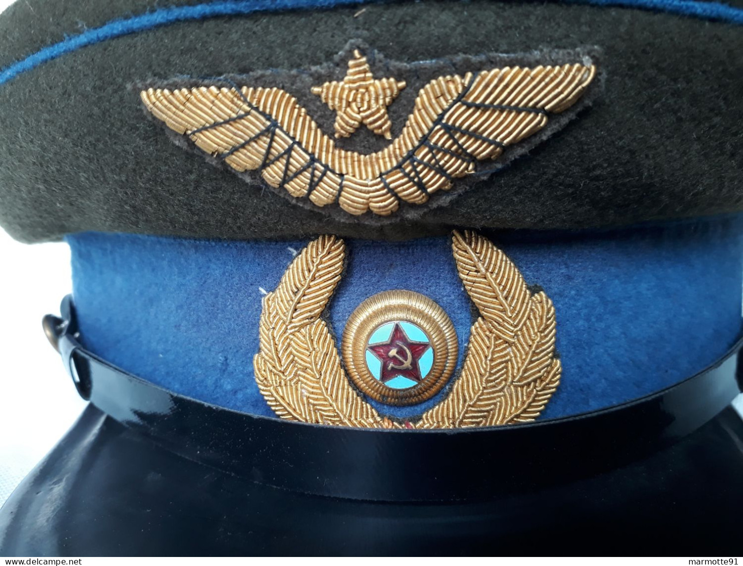 CASQUETTE OFFICIER SOVIETIQUE AVIATION PILOTE ARMEE ROUGE WW2 SOVIET PEAKED CAP PILOT 1943 AIR FORCE - Casques & Coiffures