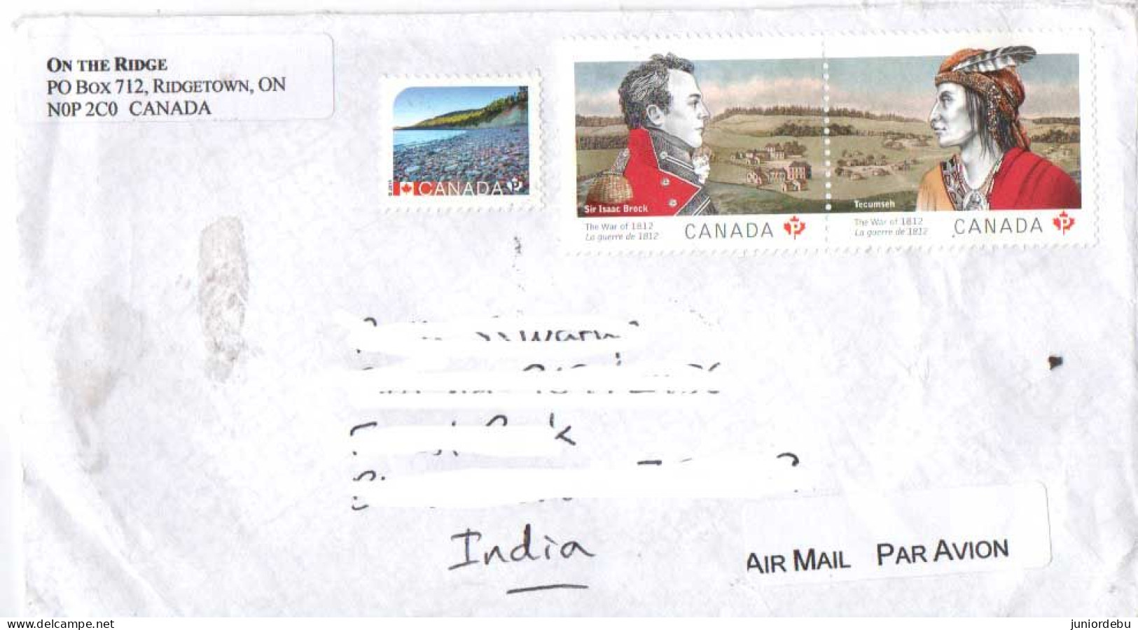 Canada -2012 - The 200th Anniversary Of The War Of 1812 - Joint Issue With Guernsey  -  Used On Cover To India - Brieven En Documenten