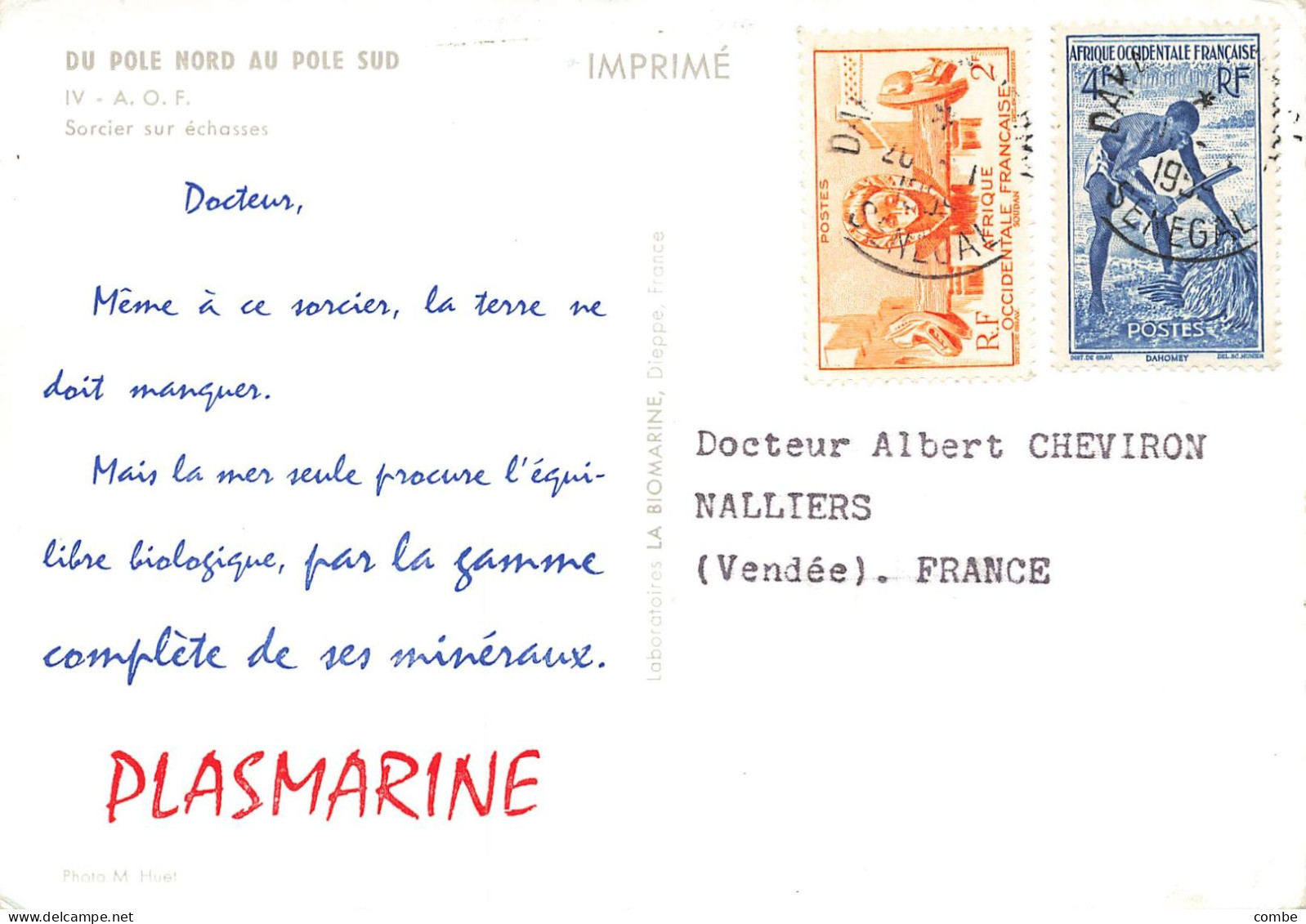 CP. PLASMARINE. AOF. SENEGAL - Pharmacy