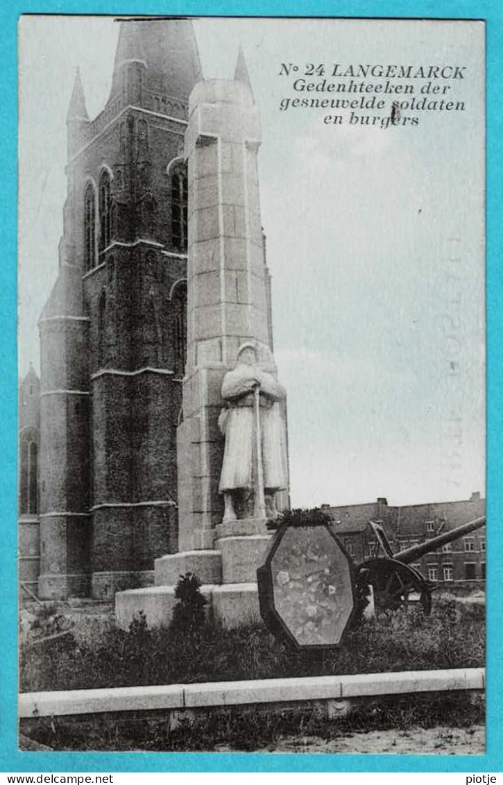 * Langemark - Langemarck (West Vlaanderen) * (Cliché Beernaert Vandeputte, Nr 24) Monument, Mémorial, Canon - Langemark-Poelkapelle