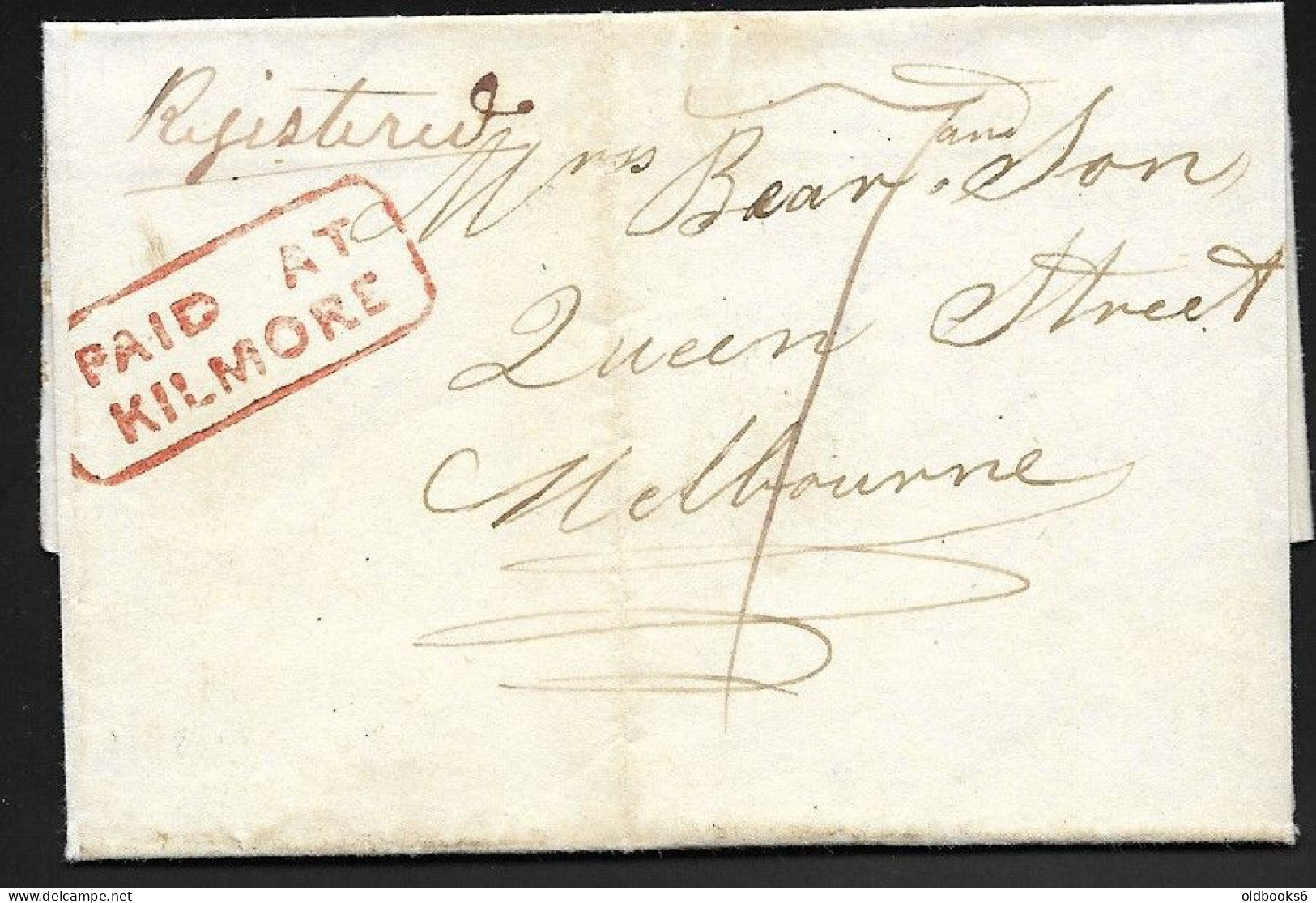 AUSTRALIA NEW SOUTH WALES 1845, PAID AT KILMORE Regist.Letter To Melbourne VF - ...-1854 Vorphilatelie