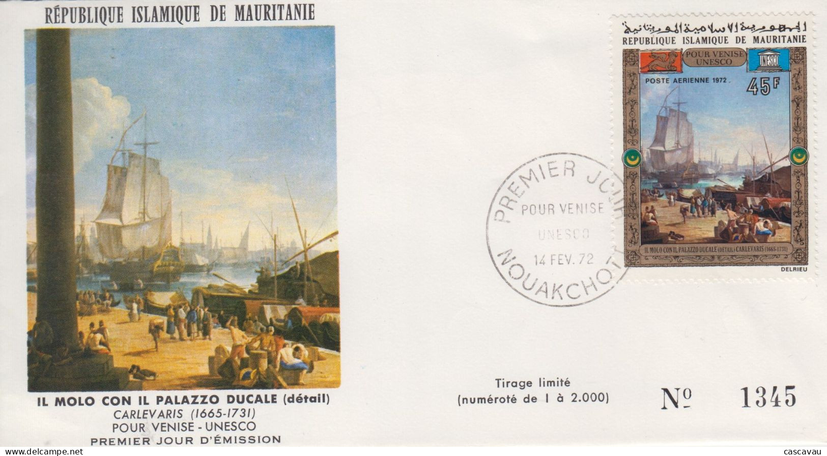 Enveloppe  FDC   1er  Jour   MAURITANIE   UNESCO   Pour   VENISE   1972 - UNESCO