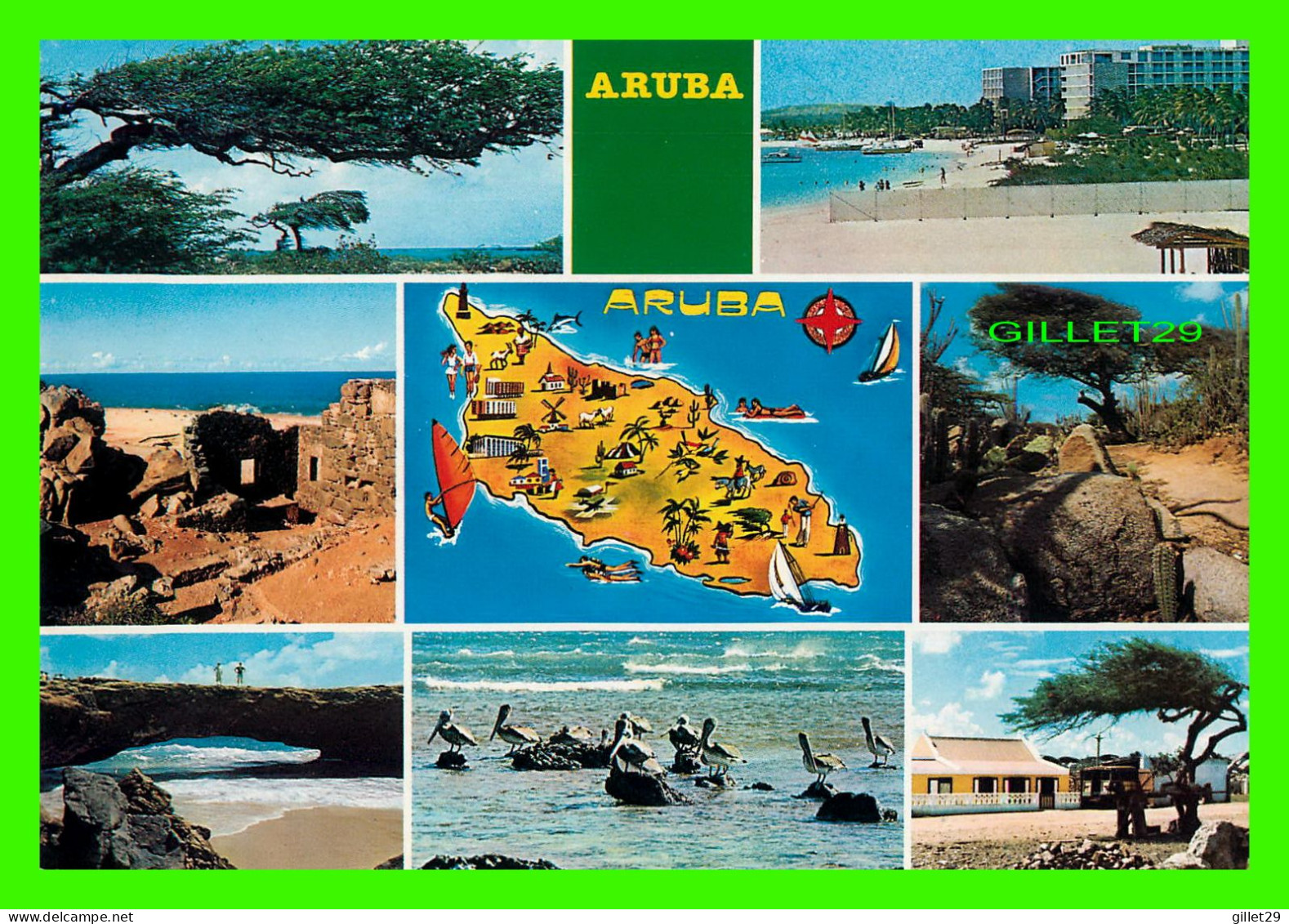 ARUBA - IMAGES OF ARUBA -  9 MULTIVUES - PUB BY D.W.S. - - Aruba