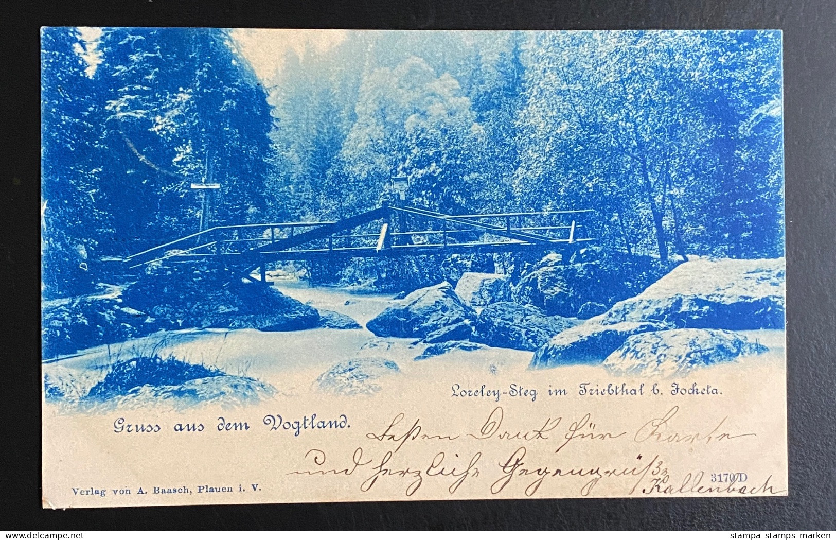 AK Litho Gruss Aus Dem Vogtland, Loreley - Steg Im Triebthal B. Jocketa Gestempelt/o Mehltheuer 1902 Ankunftsstempel Met - Pöhl