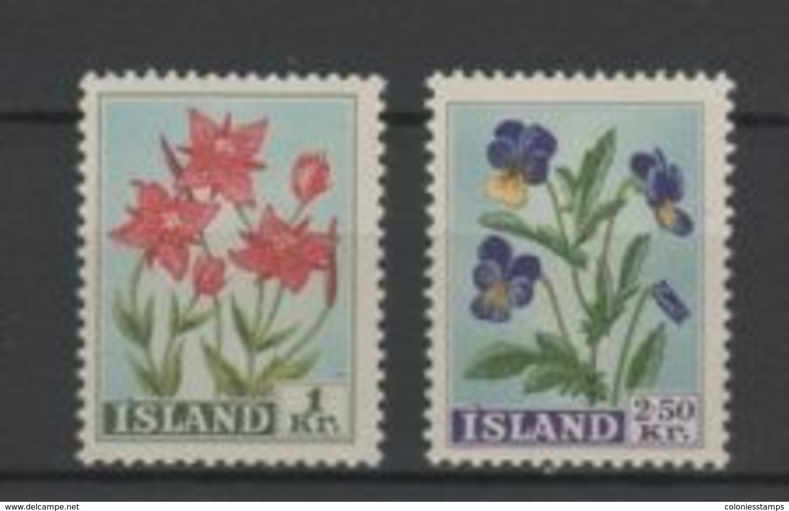 (S0439) ICELAND, 1958 (Flowers). Complete Set. Mi ## 323-324. MNH** - Neufs