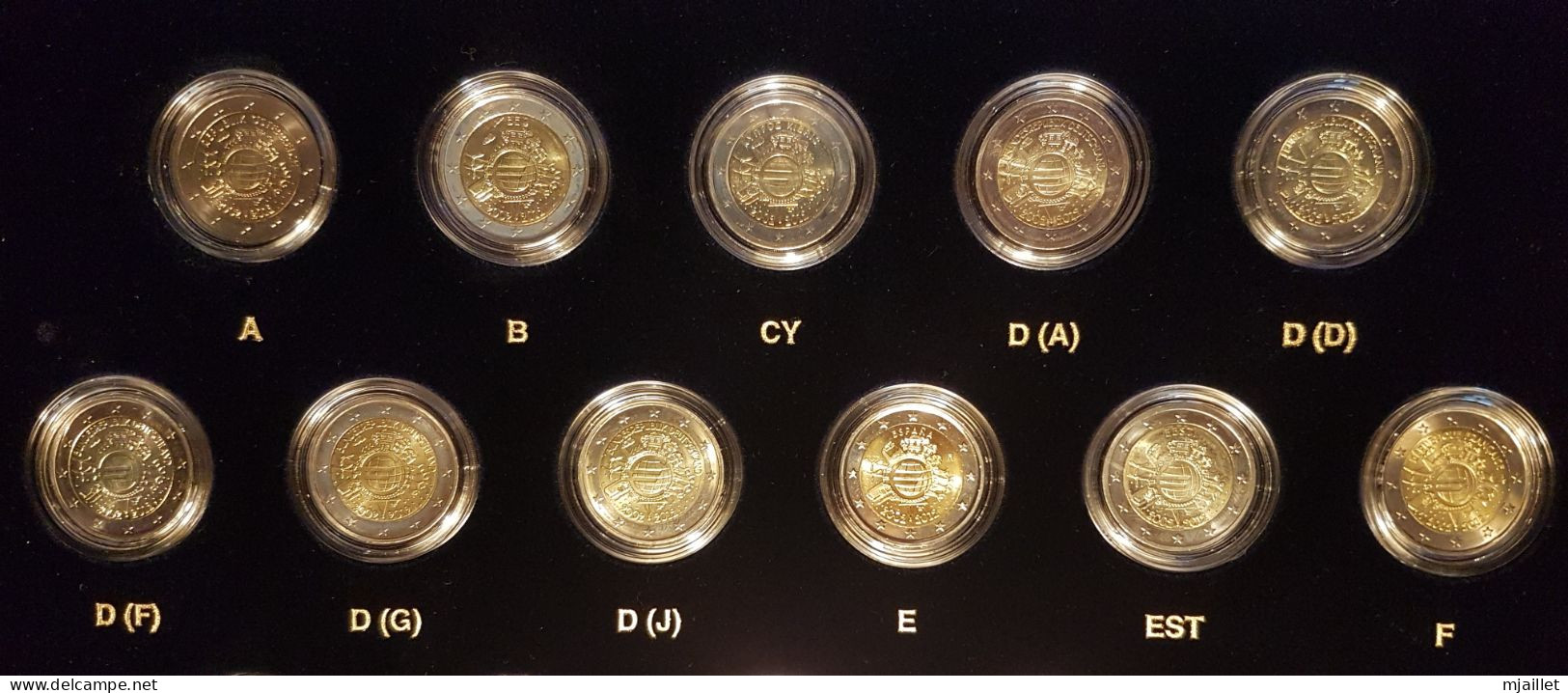 Coffret 10 Ans De L'euro (2002-2012), 21 Pièces De 2€ Commémoratives - Errors And Oddities