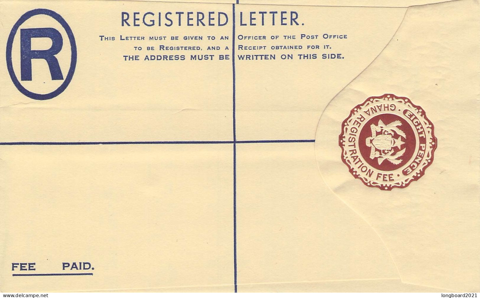 GHANA - REGISTERED LETTER EIGHT PENCE Unc /*139 - Ghana (1957-...)