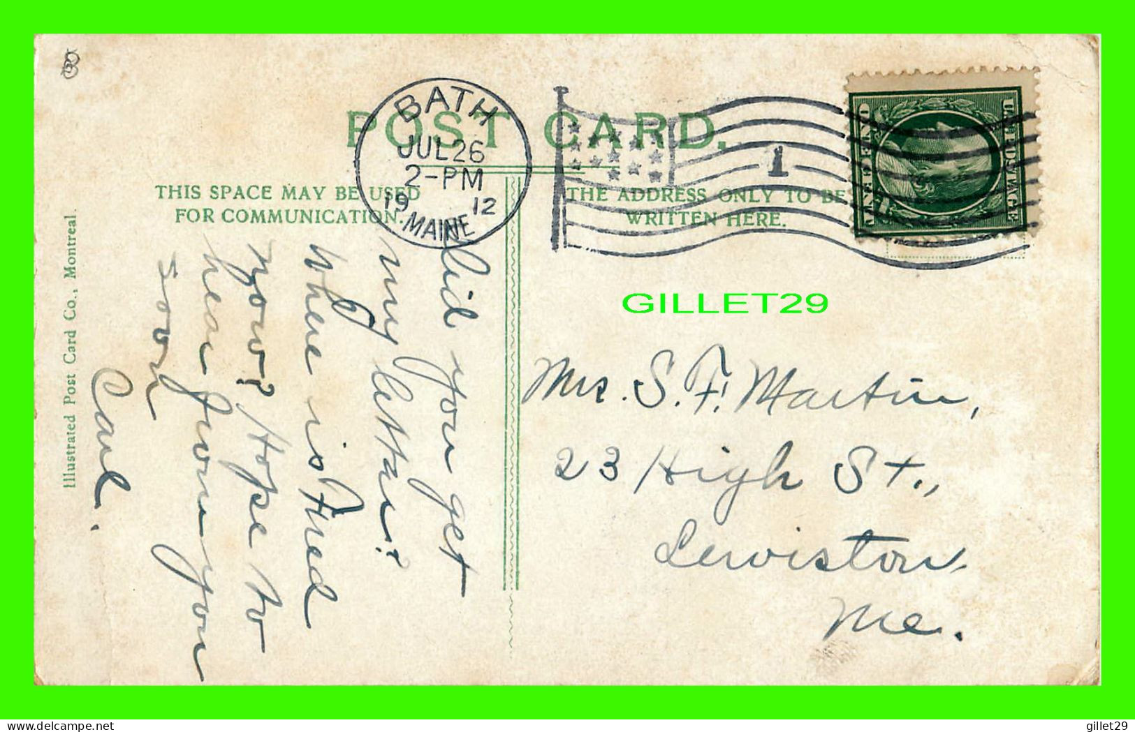 FREDERICTON, NB - CHRIST CHURCH CATHEDRAL - ILLUSTRATED POST CARD CO - TRAVEL IN 1912 - - Fredericton