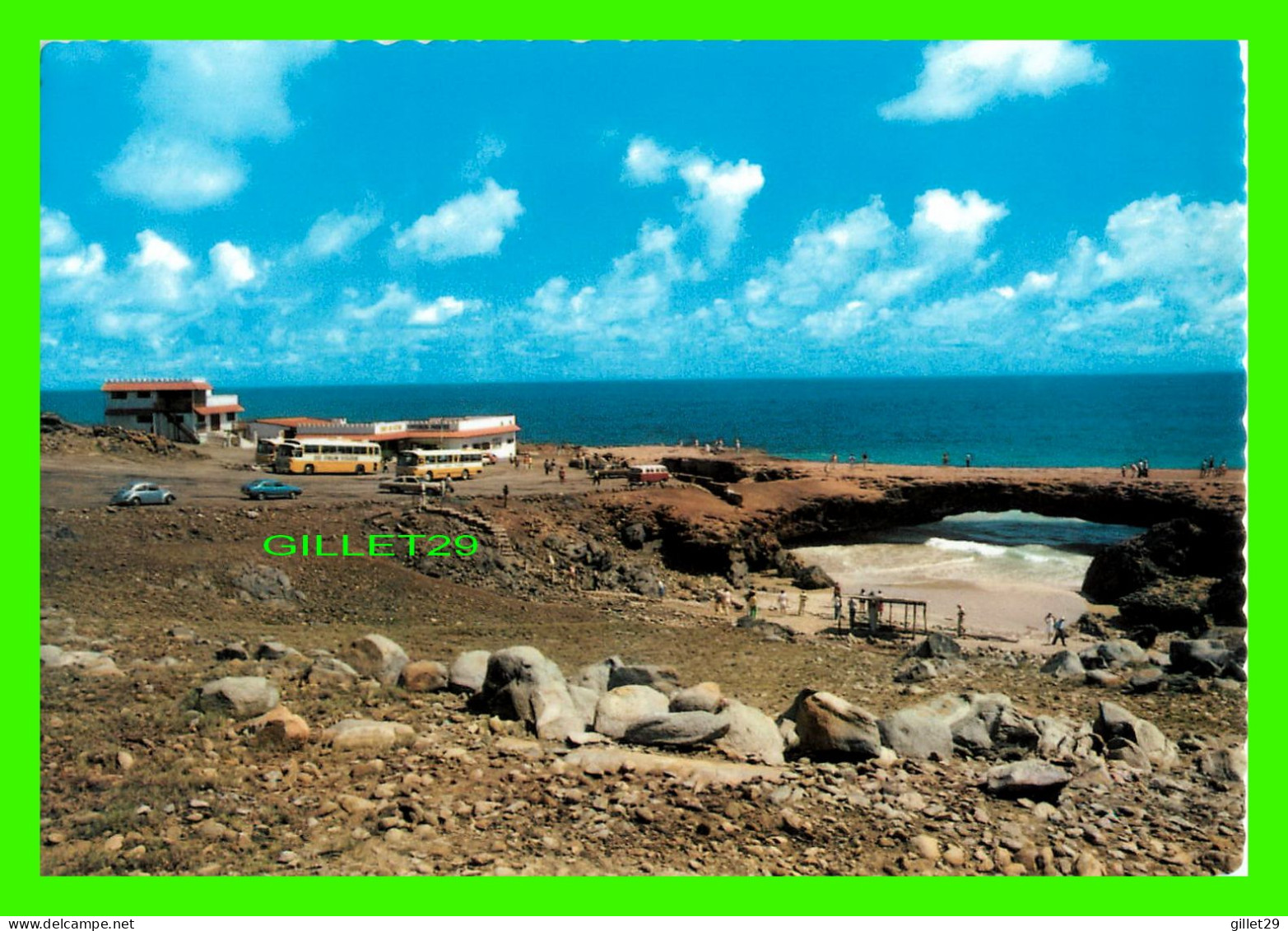 ARUBA - FAMOUS AND UNIQUE NATURAL BRIDGE - FOTO, RINUS DE GRAAFT - ANIMATED WITH BUSSES - - Aruba