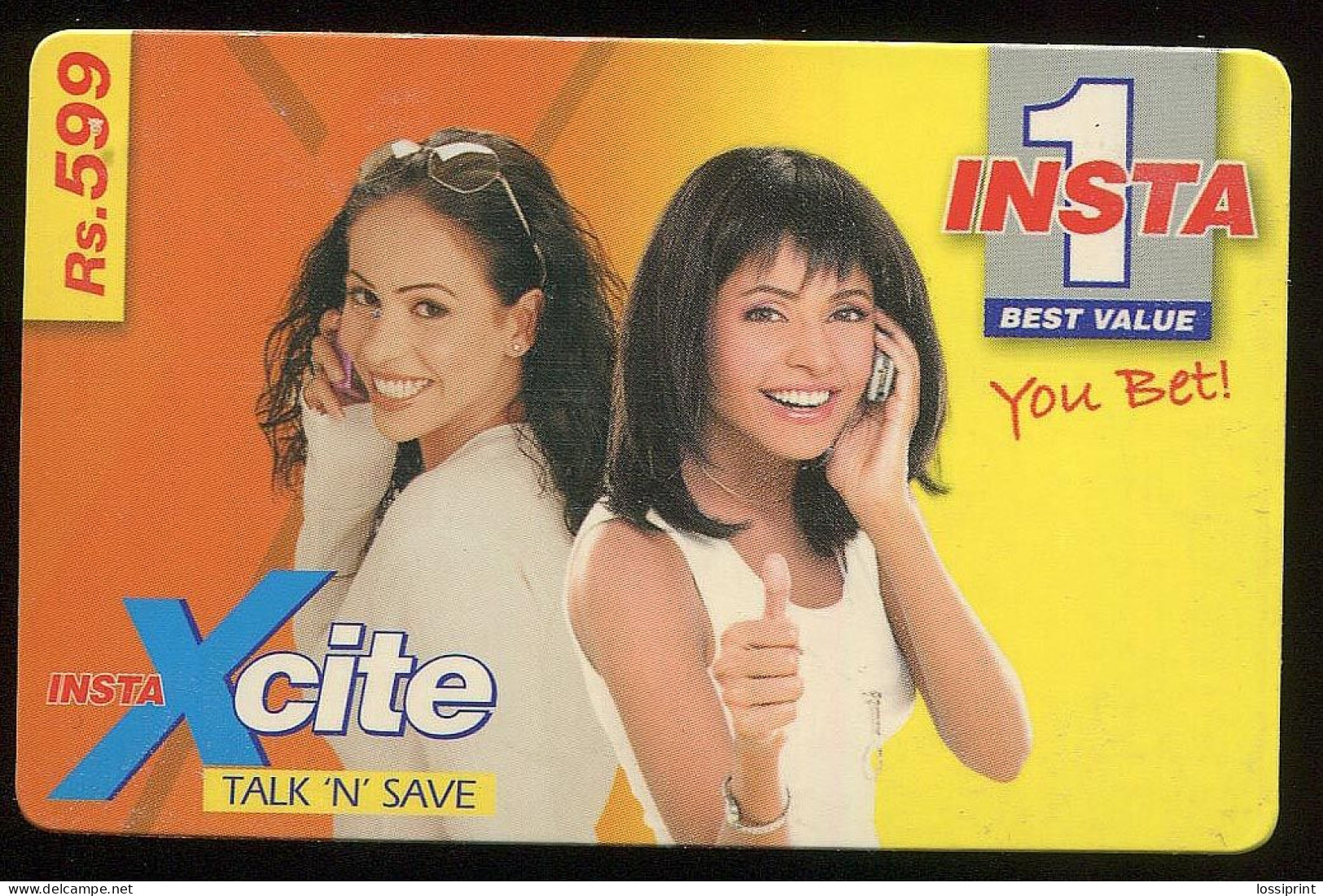 India:Used Phonecard, INSTAphone, Rs.599, Girls - India