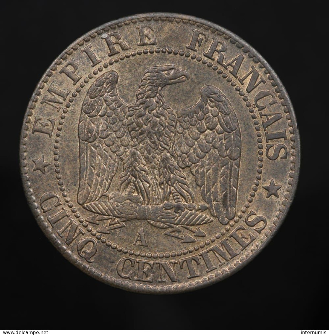 France, Napoléon III, 5 Centimes (Chien), 1855, A - Paris, Bronze, SUP (AU), KM#777.1, Gad.152, F.116/16 - 1 Centime