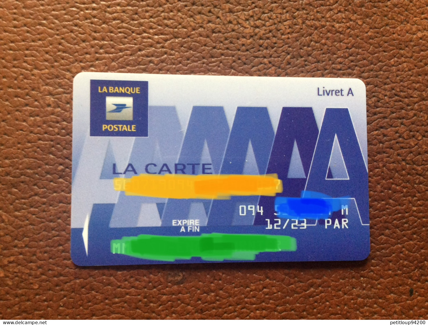 CARTE BANCAIRE  Livret A  LA BANQUE POSTALE - Disposable Credit Card