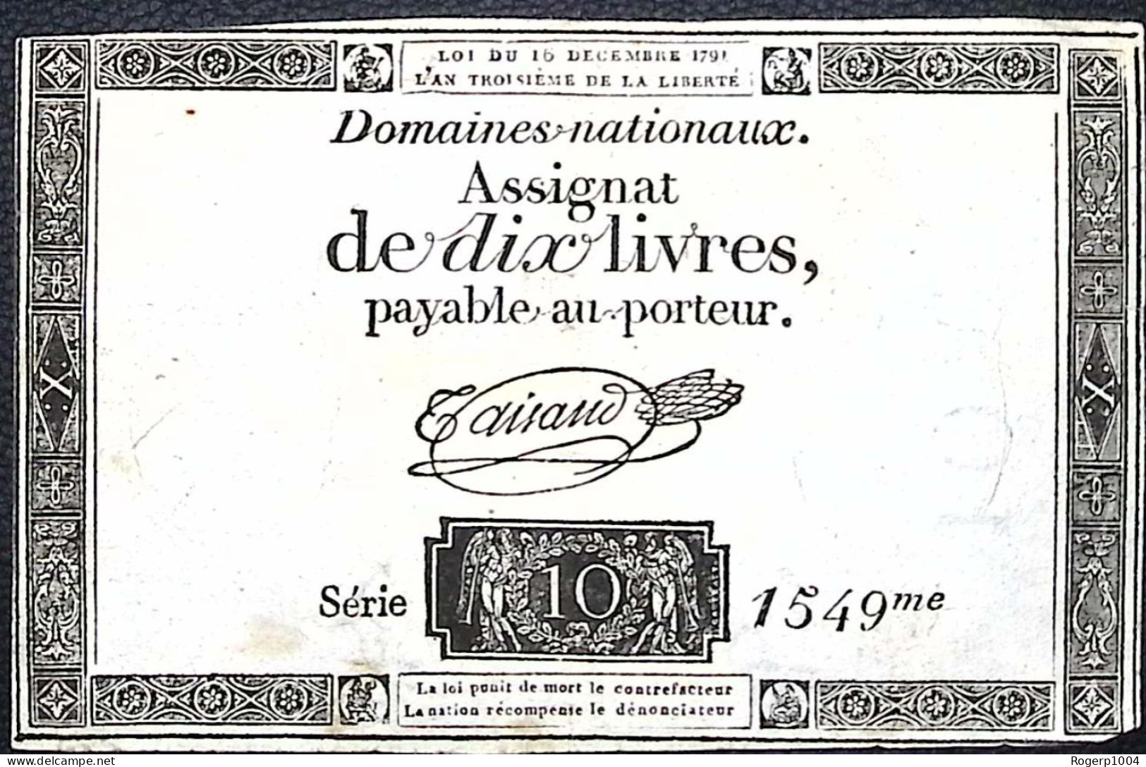 Assignat 10 Livres * Date 16/12/1791 * Etat/Grade TTB/VF - Assignats & Mandats Territoriaux